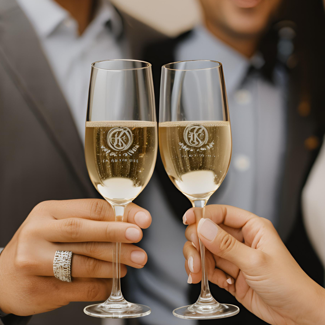 Coppia di Bicchieri Flute Personalizzati con Incisione Regalo matrimonio natale compleanno personalizzato