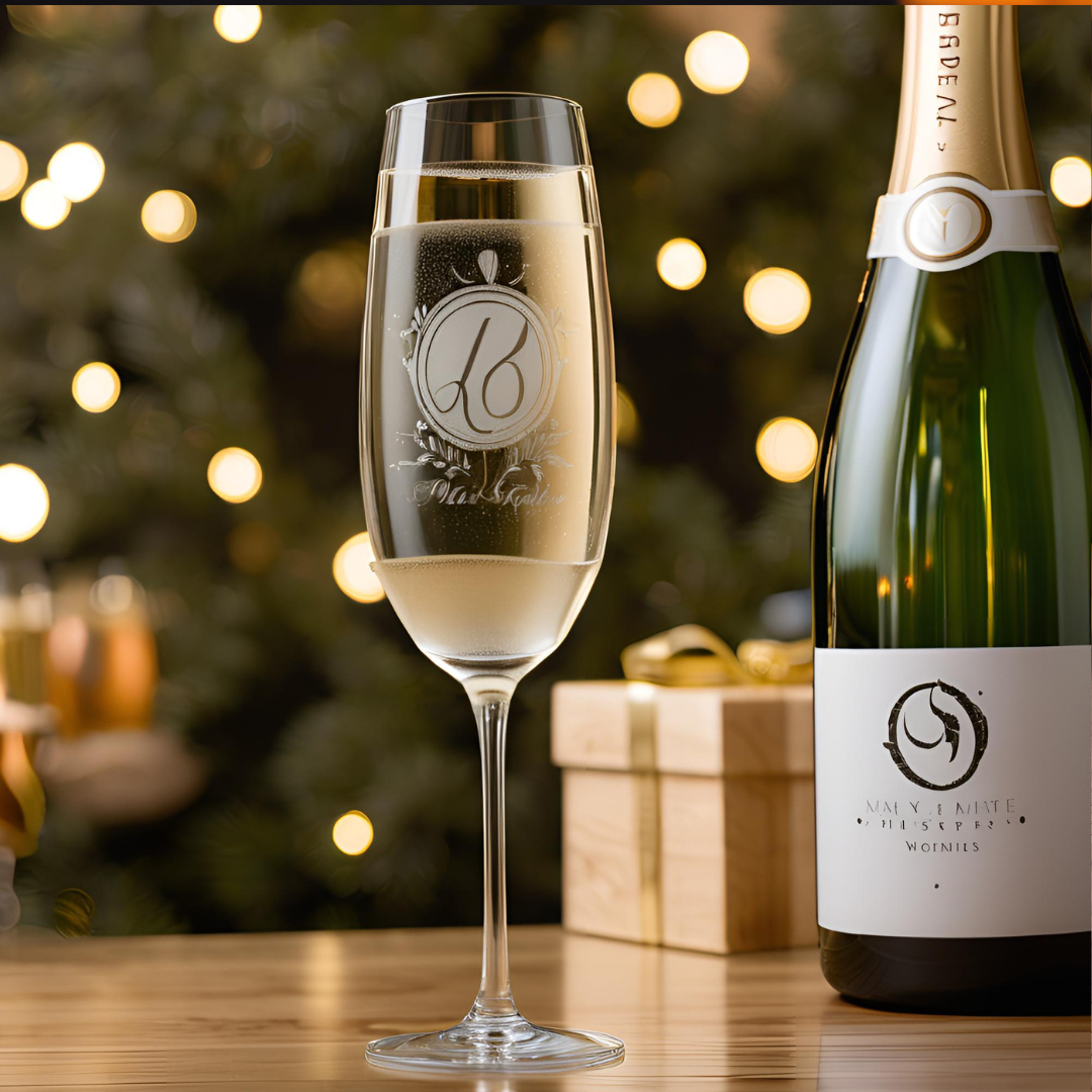 flute da champagne spumante prosecco personalizzati con incisione laser nomi, loghi invia il tuo design regalo / bar / ristoranti / hotel