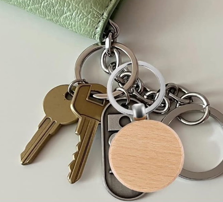 60 pezzi Portachiavi Legno Rotondo con incisione laser regalo personalizzato