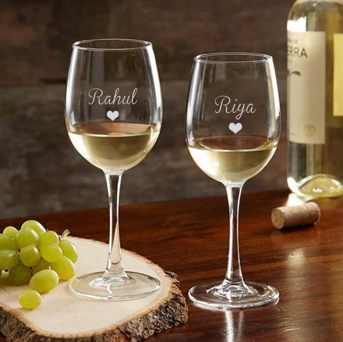 bicchiere da vino personalizzati con incisione laser nomi, loghi invia il tuo design regalo / bar / ristoranti / hotel /bnb
