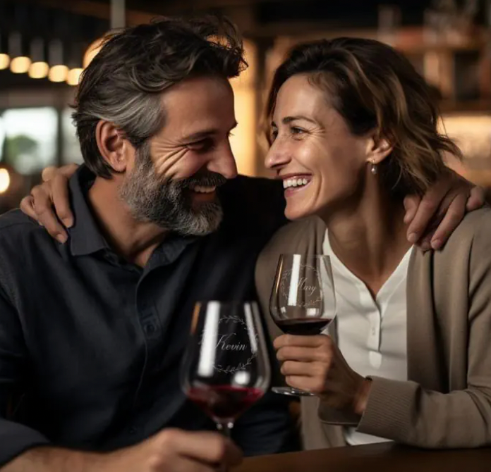 bicchiere da vino personalizzati con incisione laser nomi, loghi invia il tuo design regalo / bar / ristoranti / hotel /bnb