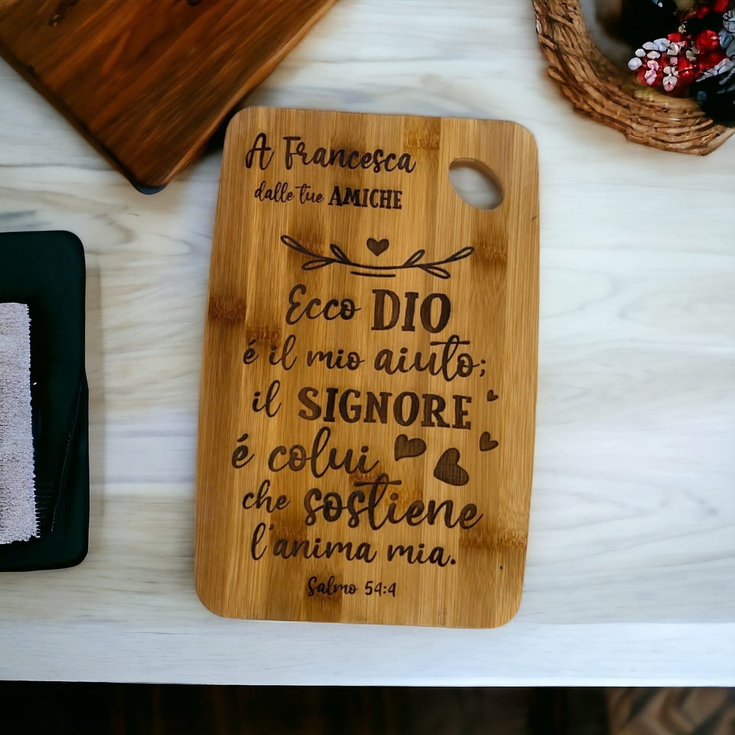 Tagliere in bambù, Multicolore, 35 x 24 x 0,8 cm personalizzato con incisione laser