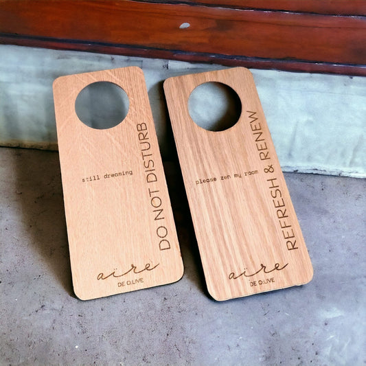 fuori porta non disturbare personalizzato in legno con incisione logo per hotel bnb attività