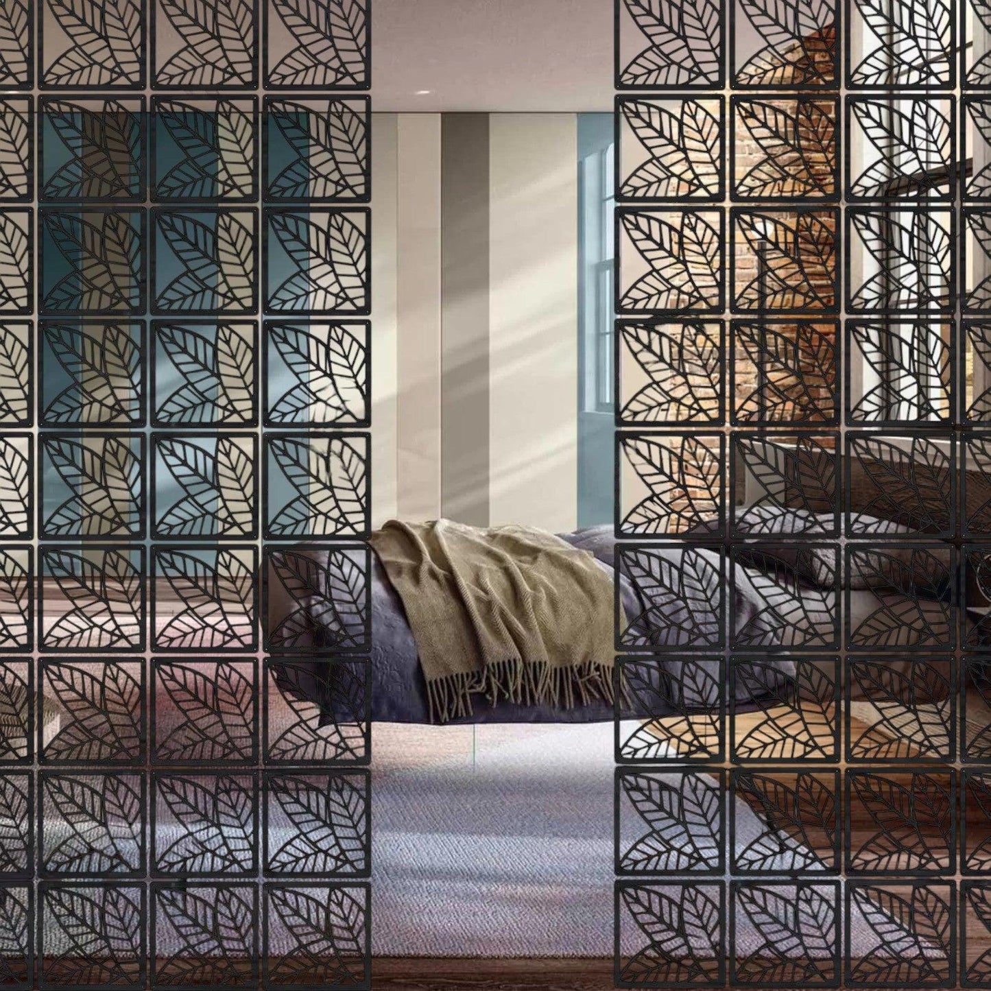 divisori mattonelle stanza set da 12 pezzi Parete divisoria sospesa in legno,Divisori per ambienti sospesi Colore Bianco, Pannelli divisori