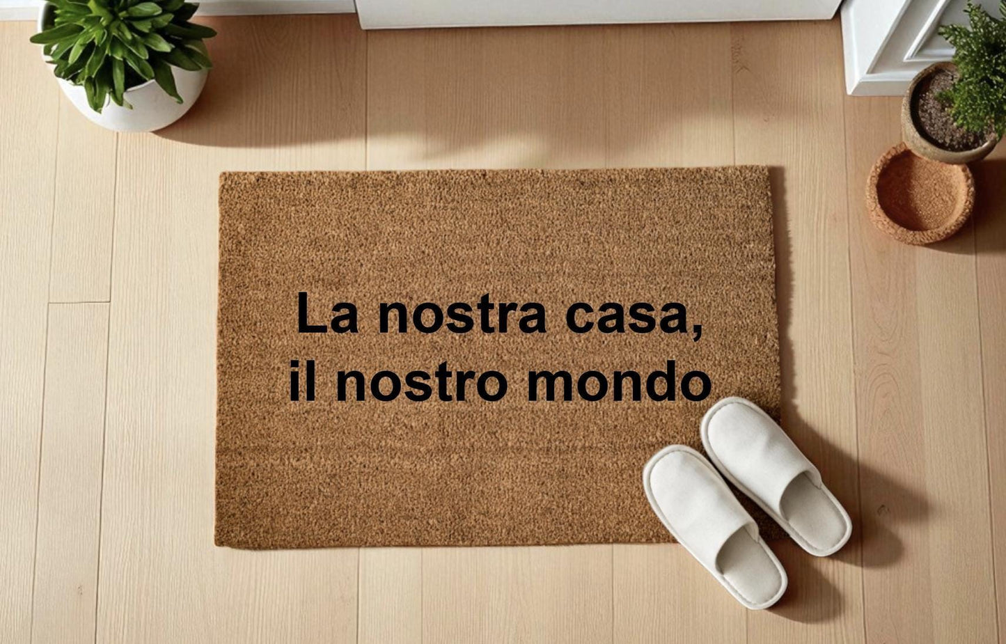 La nostra casa, il nostro mondo Zerbino Personalizzato in Fibra di Cocco – Incisione Laser – Welcome Mat Ingresso Casa – Idea Regalo Casa