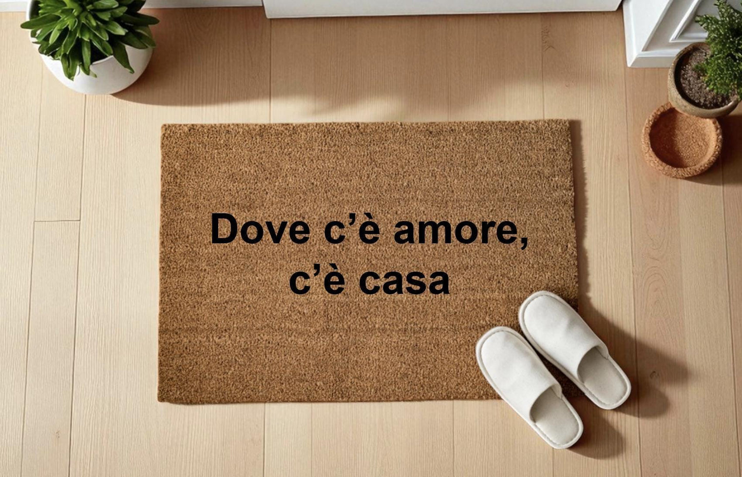 Dove c'è amore, c'è casa Zerbino Personalizzato in Fibra di Cocco – Incisione Laser – Welcome Mat Ingresso Casa – Idea Regalo Nuova Casa