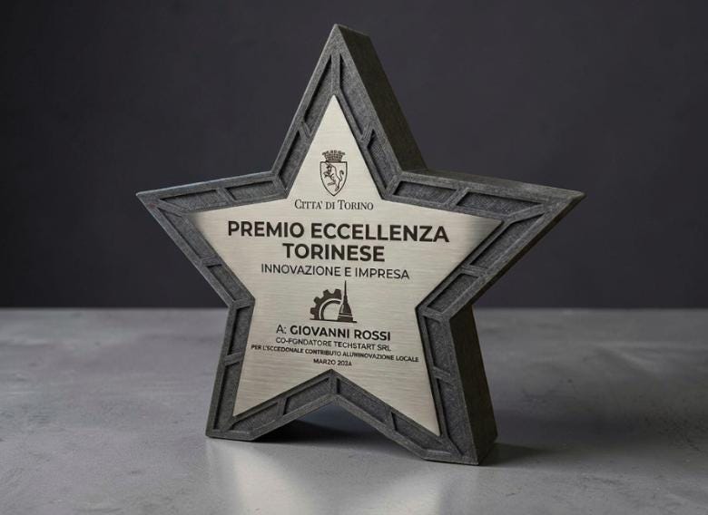 trofeo in stampa 3d a forma di stella con abs acciaio Personalizzato - Design Unico, Regalo Aziendale Moderno Trofeo "Stella dell'Eccellenza
