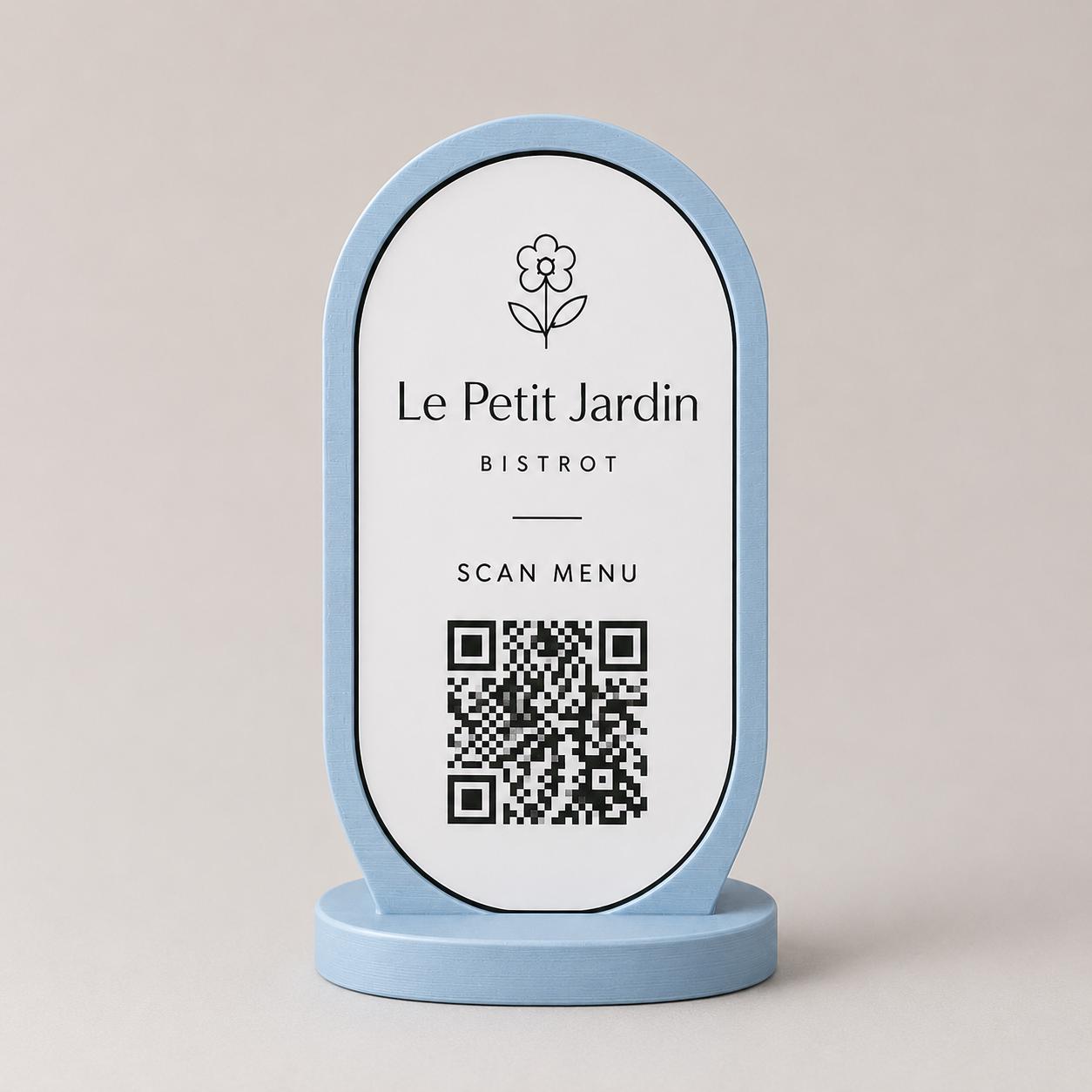 Porta Menu QR Code linea POP Bistrò Rosa confetto Personalizzato per Ristorante e Bar Segnatavolo Menu Digitale Display QR 3d