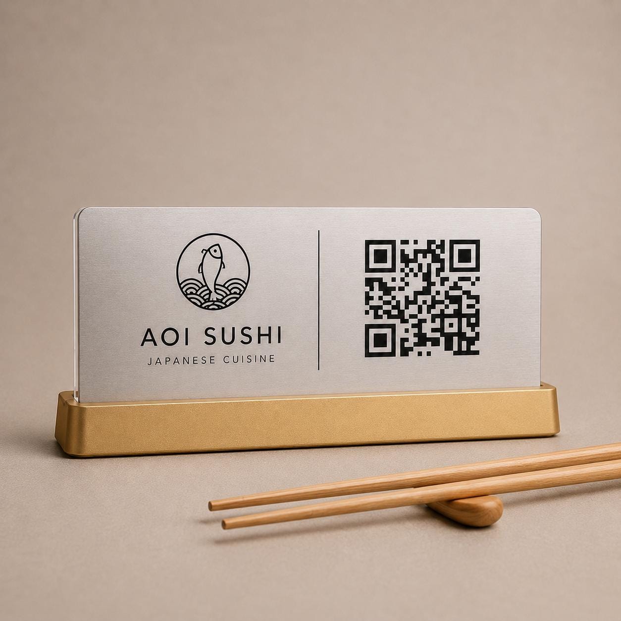 QR Code da tavolo ottone abs Personalizzato in Plexiglass Oro e Nero | Segnaposto Ristorante Elegante | Menu Digitale per Tavolo Menu