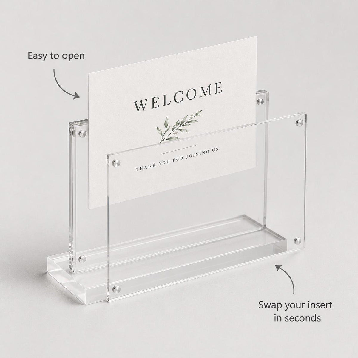 Set 12 pezzi Supporto verticale in plexiglas da banco con base nera Espositore Segnatavolo Ristorante Bar espositore in plexiglas