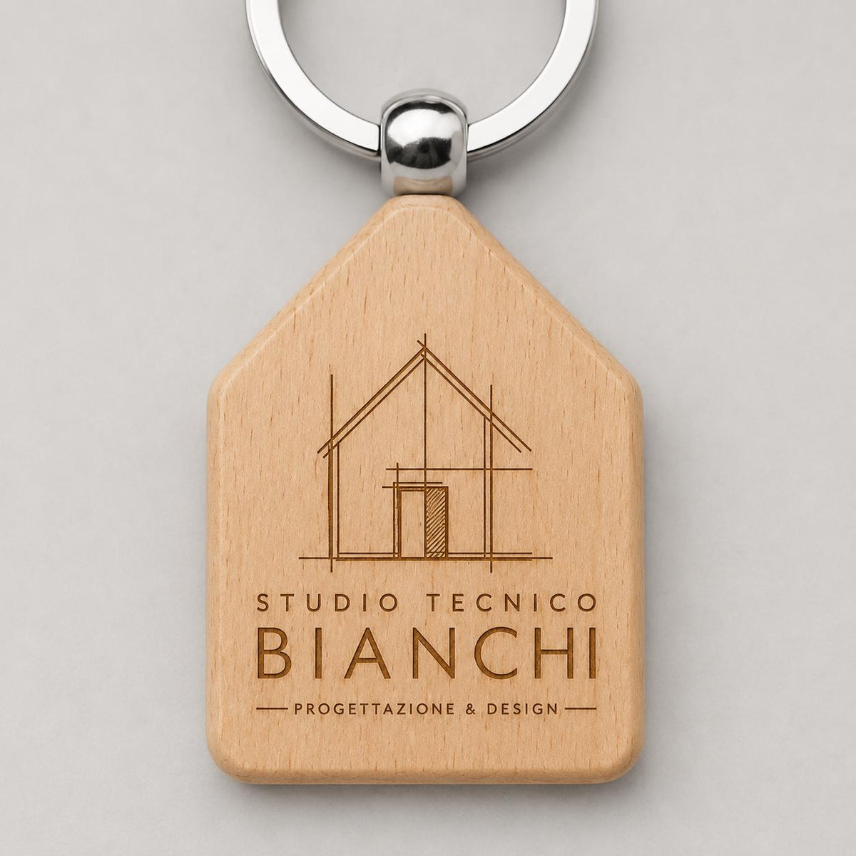 25 Pezzi Portachiavi in Legno a Forma di Casetta Personalizzato, Ciondolo Chiavi per Agenzia Immobiliare e Studio Tecnico,