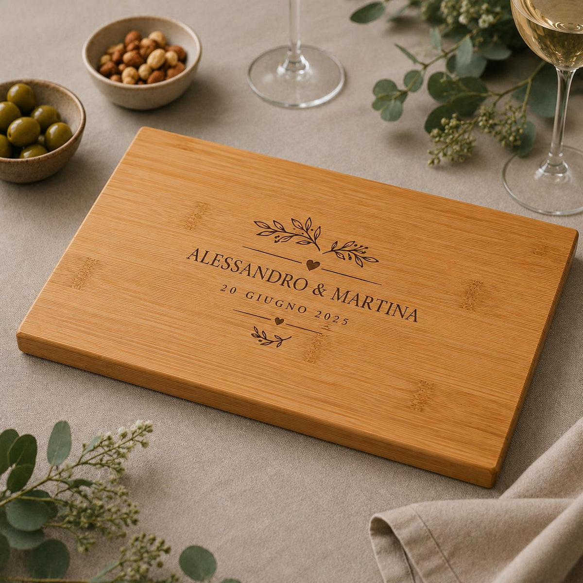 10 pezzi Bomboniera 24x15cm Matrimonio Tagliere in Legno Personalizzato, Mini Taglierino Manico Inciso a Laser, Regalo Invitati Nozze