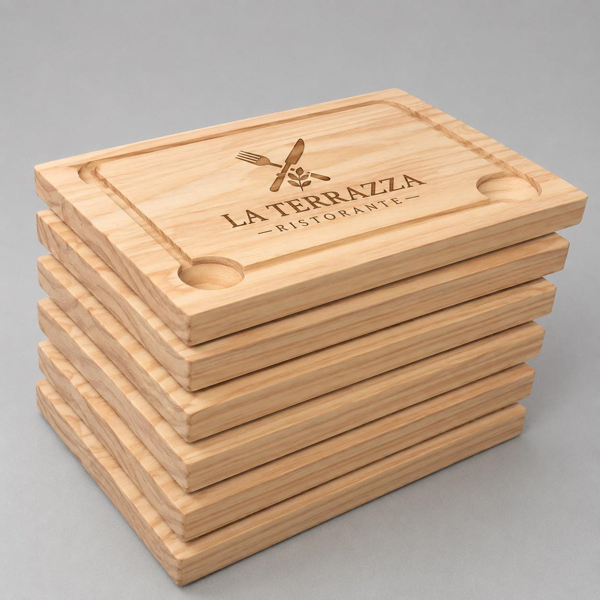 Set da 6 Piatti in Legno - Rettangolari - Piatti per Servire Pizza, Carne, Pollo - Tavoli Set - 30 x 20 cm Ideali Aperitivo Pane