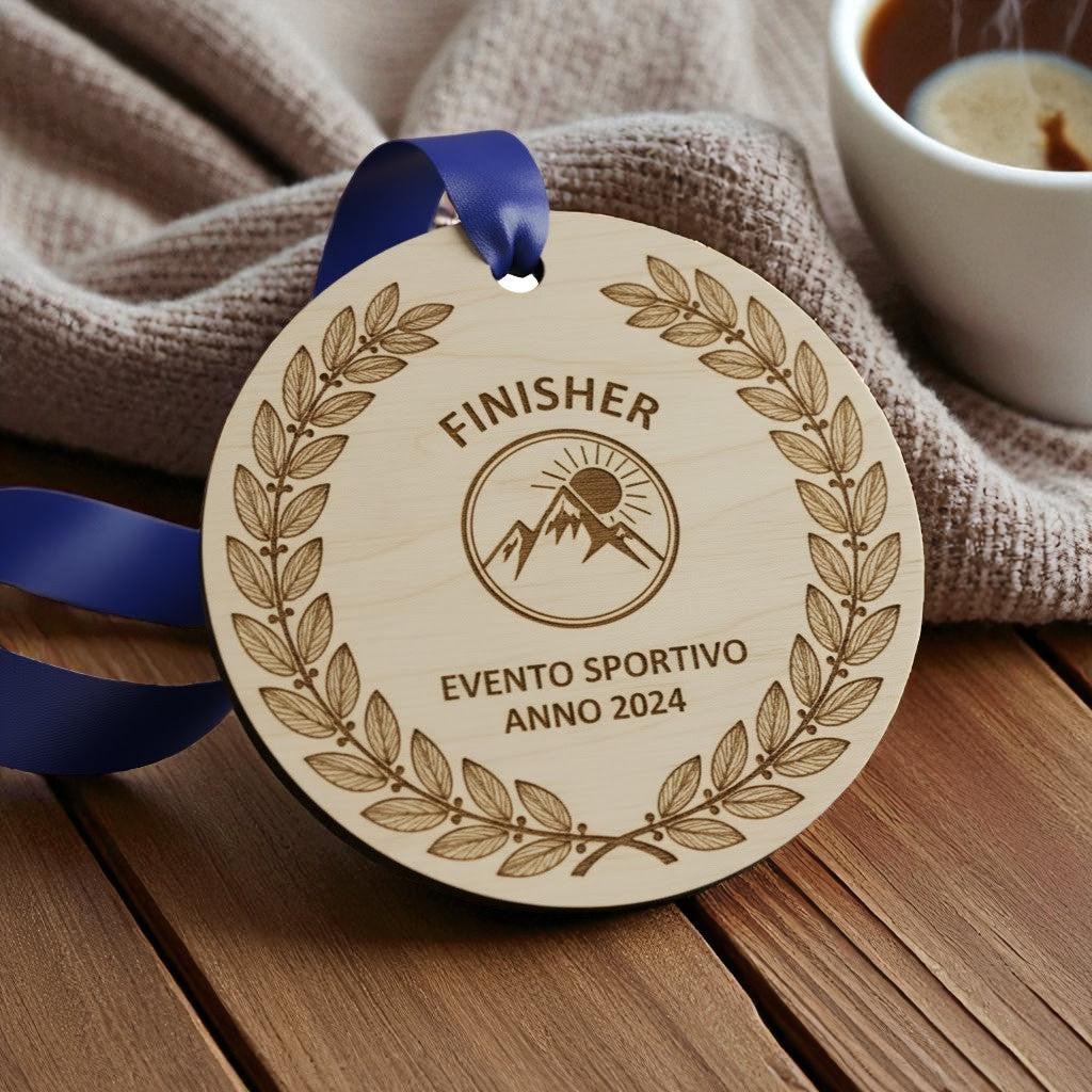 medaglie tonde personalizzate in legno con incisione laser
