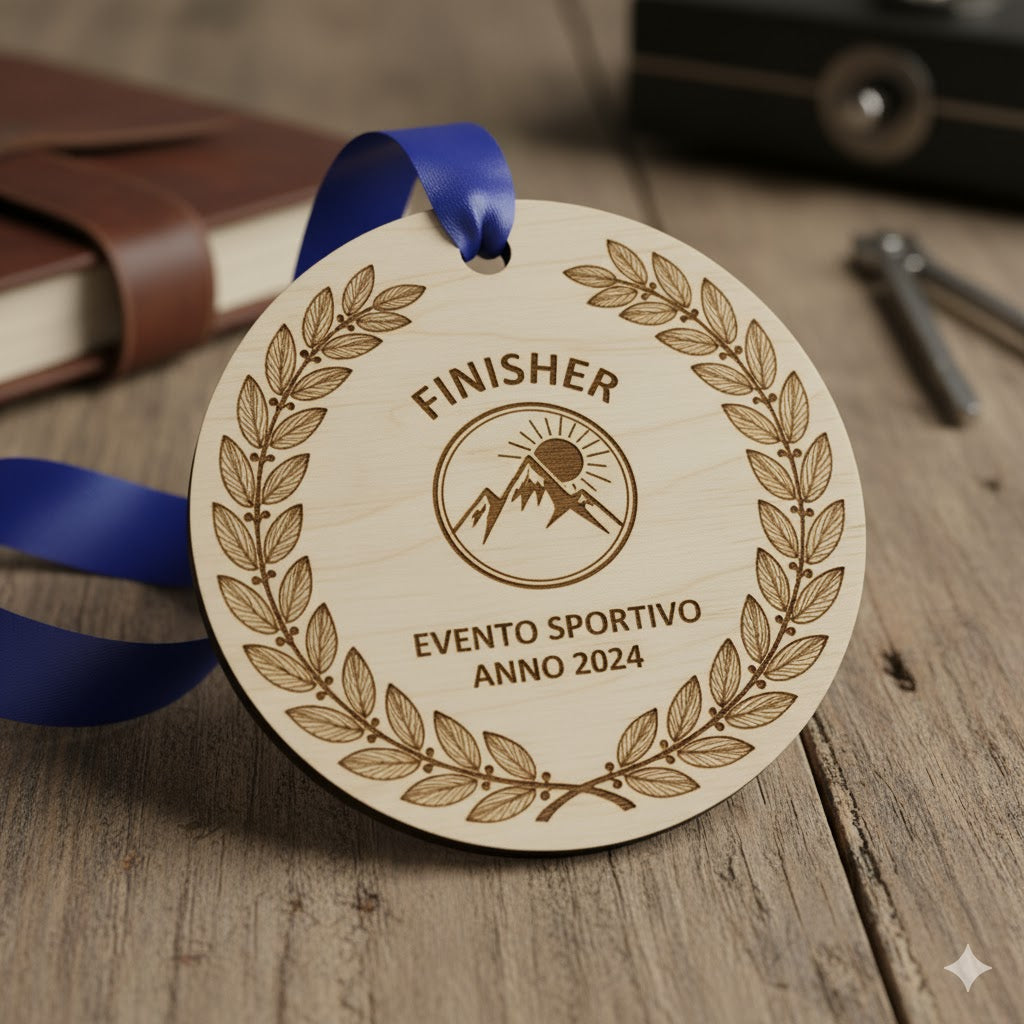 medaglie tonde personalizzate in legno con incisione laser