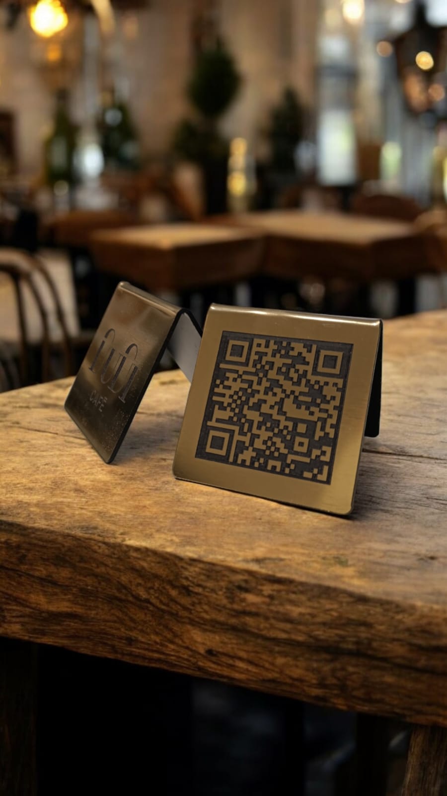 Cavalierino QR code Personalizzato, menu contactless, per ristorante, hotel, bar, QR code acciaio o ottone