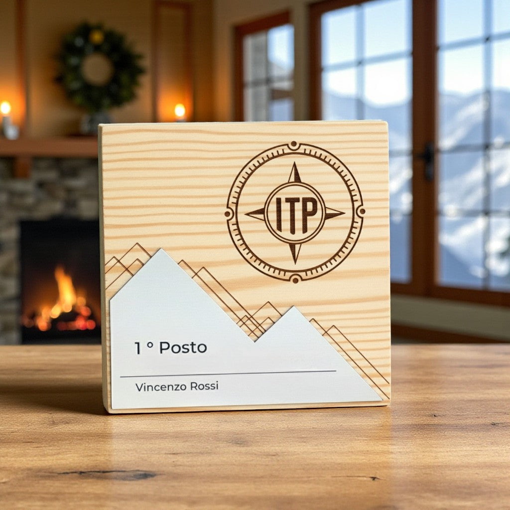Trofeo in legno personalizzato in argento abs spazzolato e legno Premio Design personalizzato su misura Targa moderna in legno Corsa unica Personalizzato