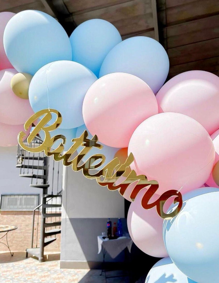 Scritta in plexiglass specchiato rettangolare oro o argento Battesimo / Matrimonio / Nozze / Comunione