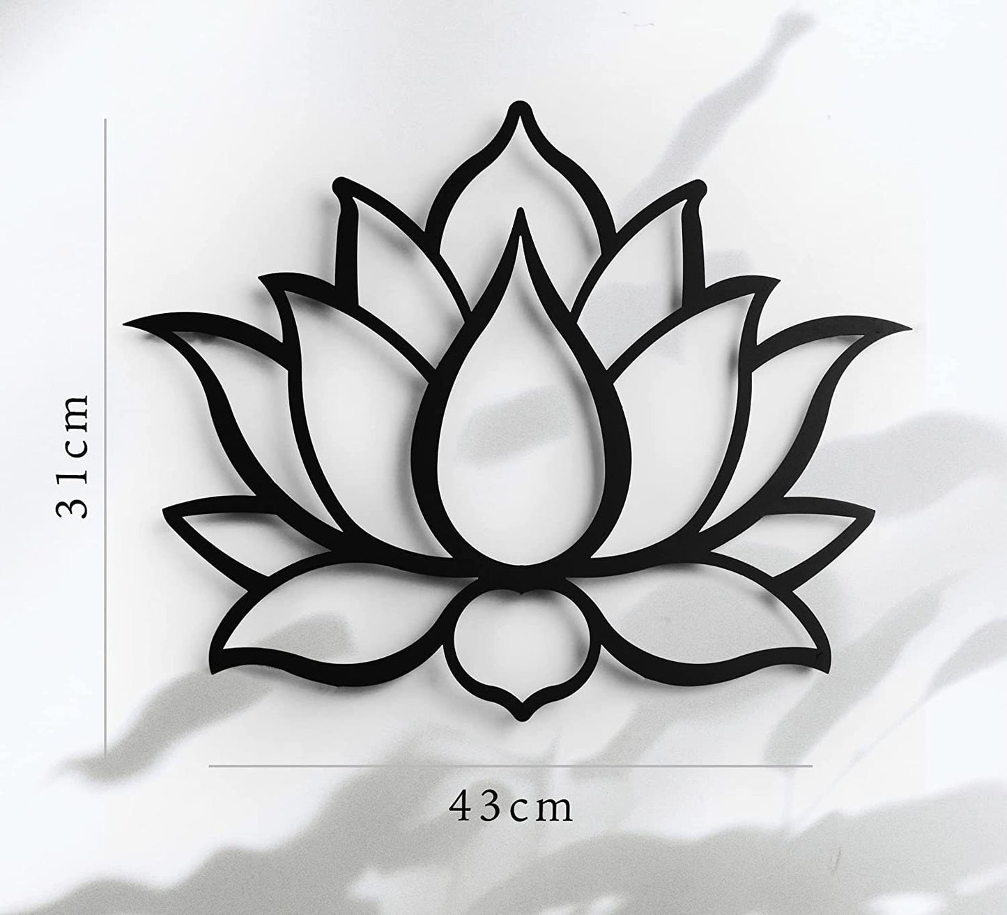 Decorazione in mdf nero. Scultura da parete, (43 x 31 cm., Fiore di Loto)   decorazione,  scultura in legno,  Legno naturale