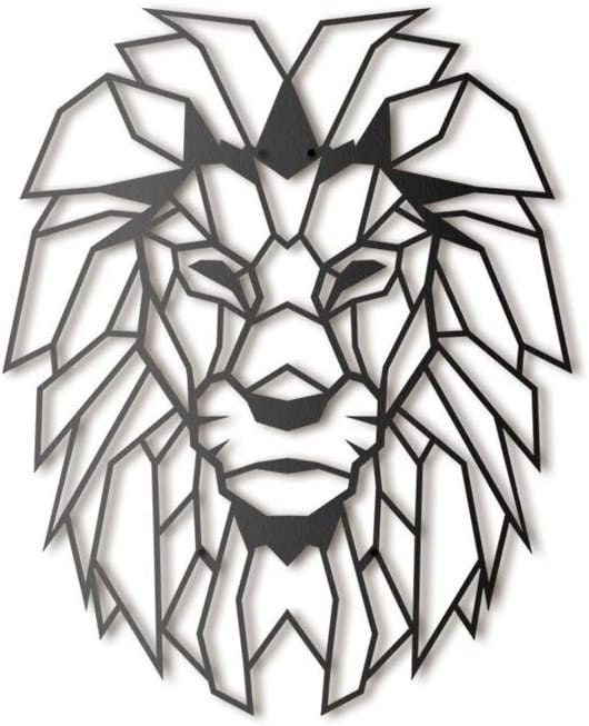 Decorazione in mdf nero Wall Art - Testa di Leone - Decorazione in mdf per Le pareti - 40 x 51 cm Scultura da parete, scultura in legno,