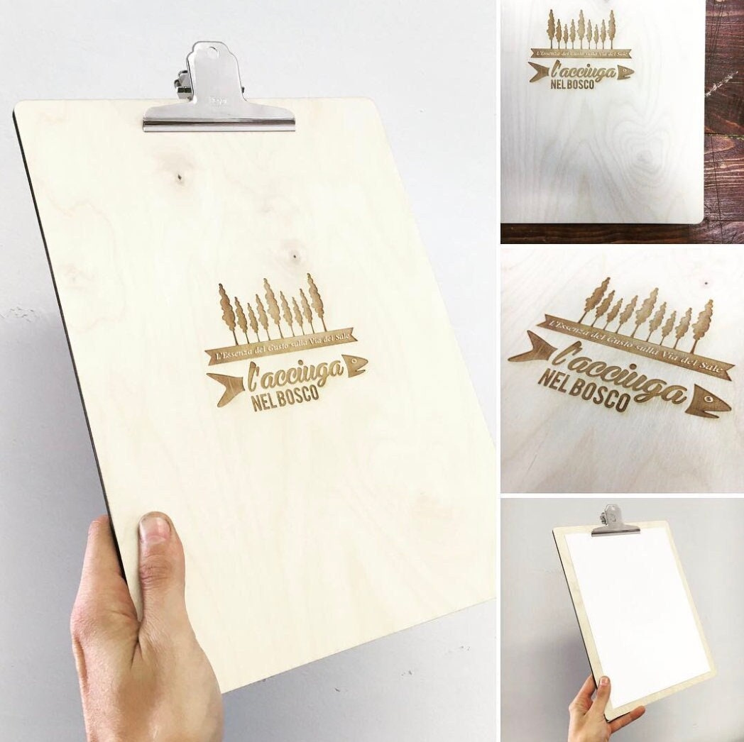 Portamenu 10-50-100 pz in legno naturale, mogano, ebano personalizzati con incisione laser logo ristorante con pinza portafogli economico