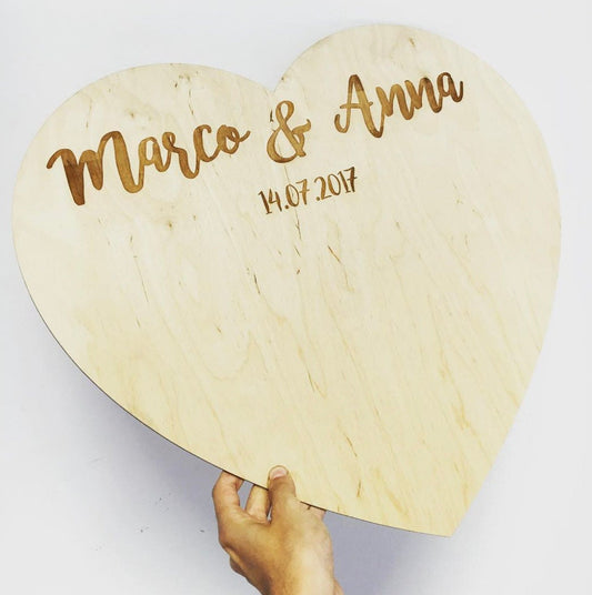 Guestbook Cuore in Legno Personalizzato con Nomi e Data – Idea Regalo Matrimonio