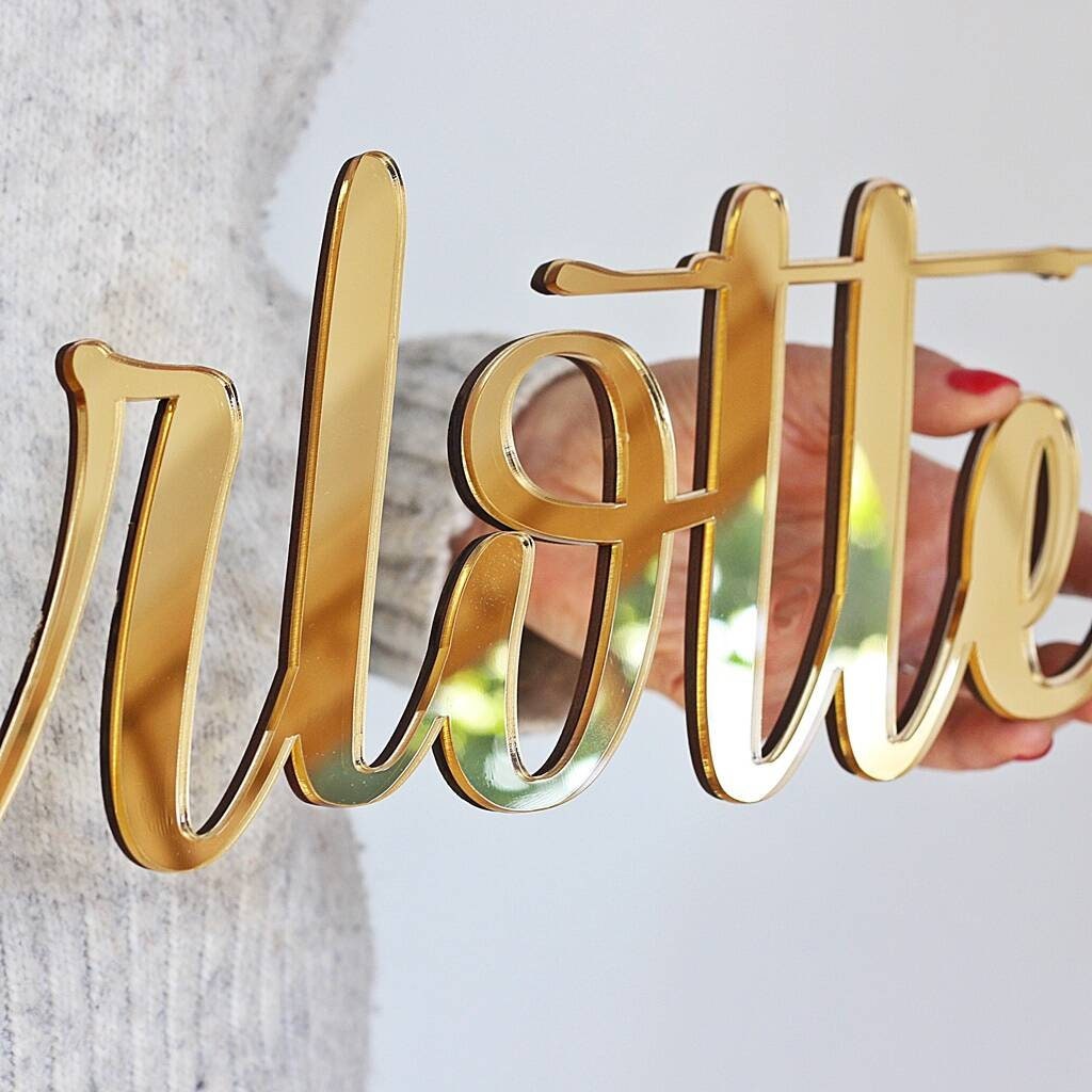 Scritta personalizzata in plexiglas acrilico bambino bambina o nome in plexiglass specchiato oro o argento / Matrimonio / Nozze /comunione