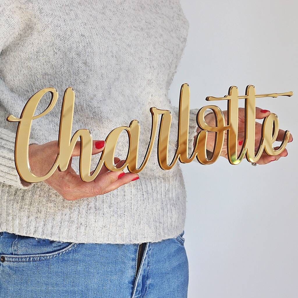 Scritta personalizzata in plexiglas acrilico  bambino bambina o nome  in plexiglass specchiato oro o argento / Matrimonio / Nozze /comunione