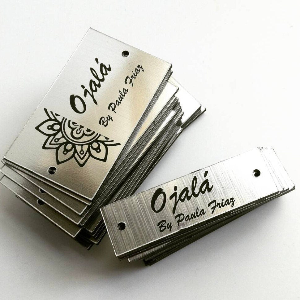 Etichette di prodotto, etichette fatte a mano etichette personalizzate incise al laser, etichette di prodotti da cucito, oro, argento.