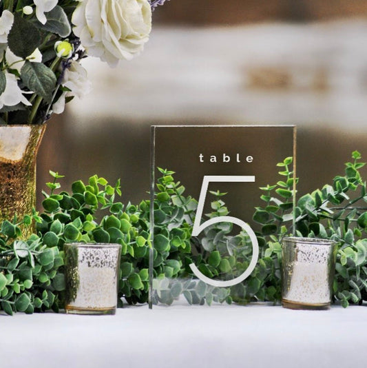 Numero dei tavoli matrimonio in forma rettangolare in plexiglas trasparente personalizzati Battesimo / Matrimonio / Nozze / Comunione
