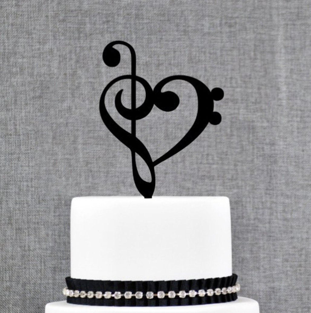 cake topper personalizzato nota musicale cuore in plexiglas a forma di –  eclaserstudiostore