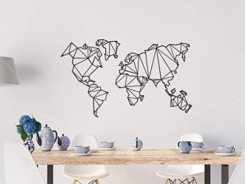 Planisfero da parete mdf nero verniciato nero, tagliato a laser, legno mappamondo decorazione casa
