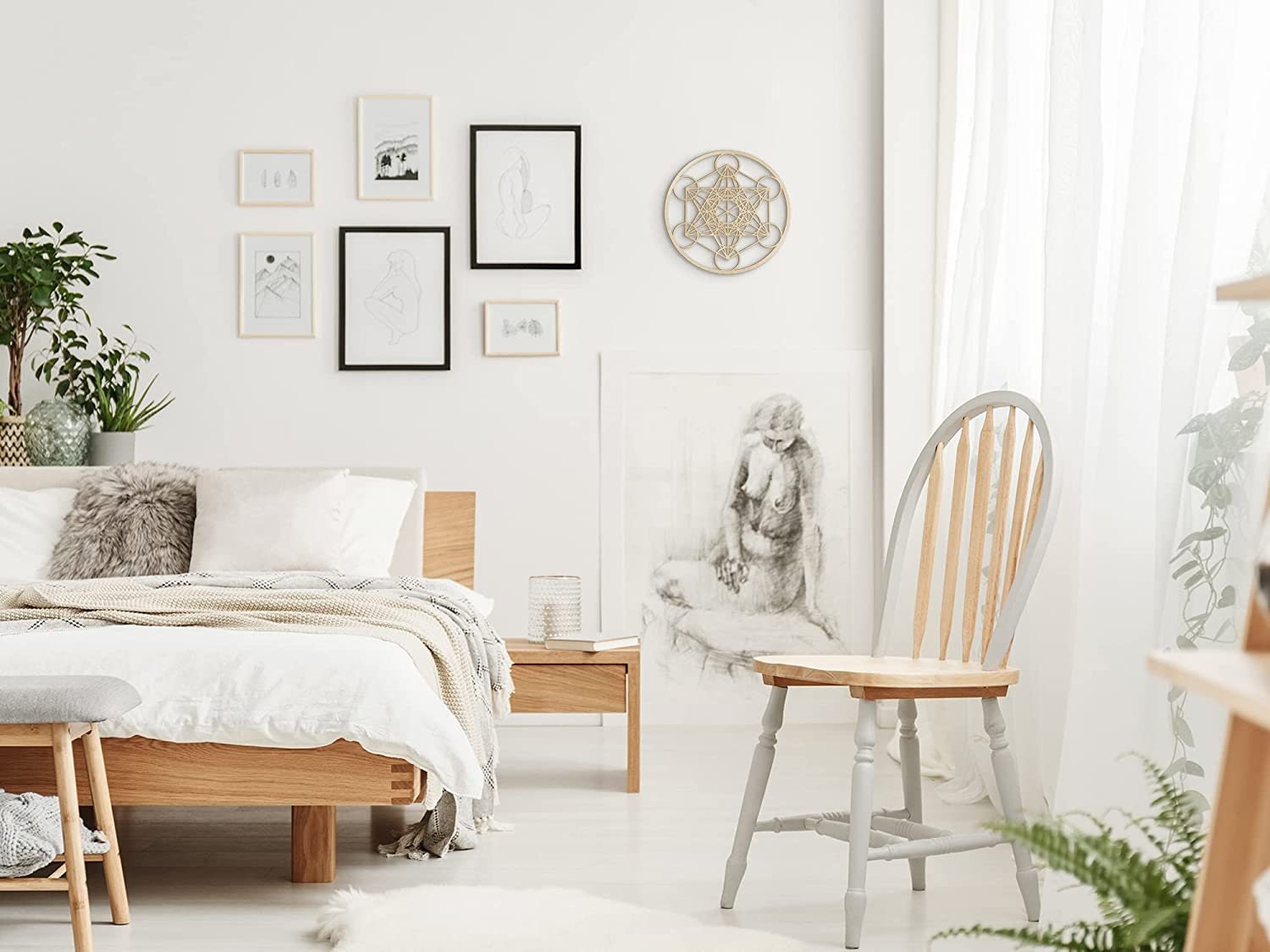 Cubo di Metatron, arte della parete in legno appeso a casa decorazione, arte della geometria sacra, scultura in legno,  Legno naturale