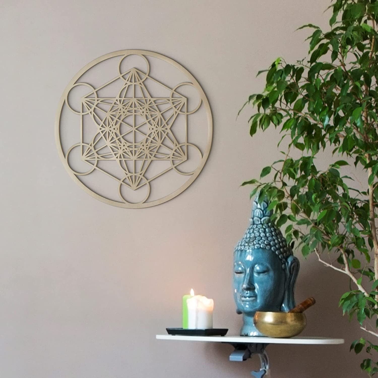 Cubo di Metatron, arte della parete in legno appeso a casa decorazione, arte della geometria sacra, scultura in legno,  Legno naturale