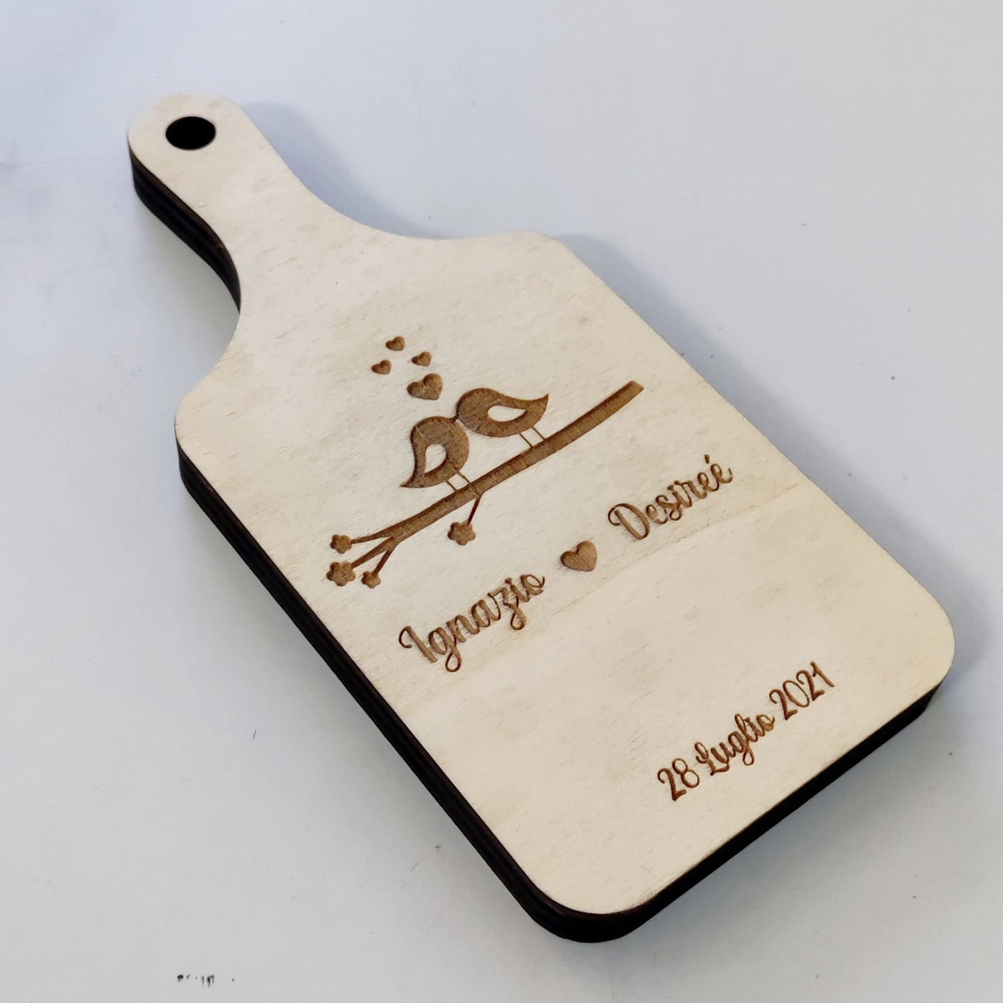 tagliere in legno Personalizzato con Nomi e Data incisione laser – Idea Regalo Matrimonio, bomboniera