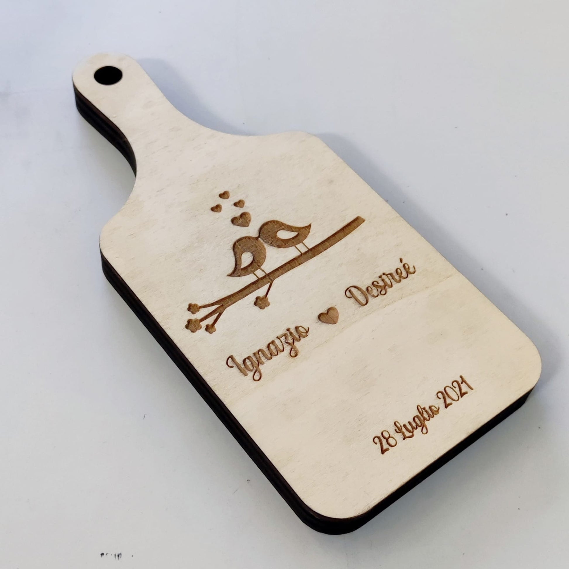 tagliere in legno Personalizzato con Nomi e Data incisione laser – Idea Regalo Matrimonio, bomboniera