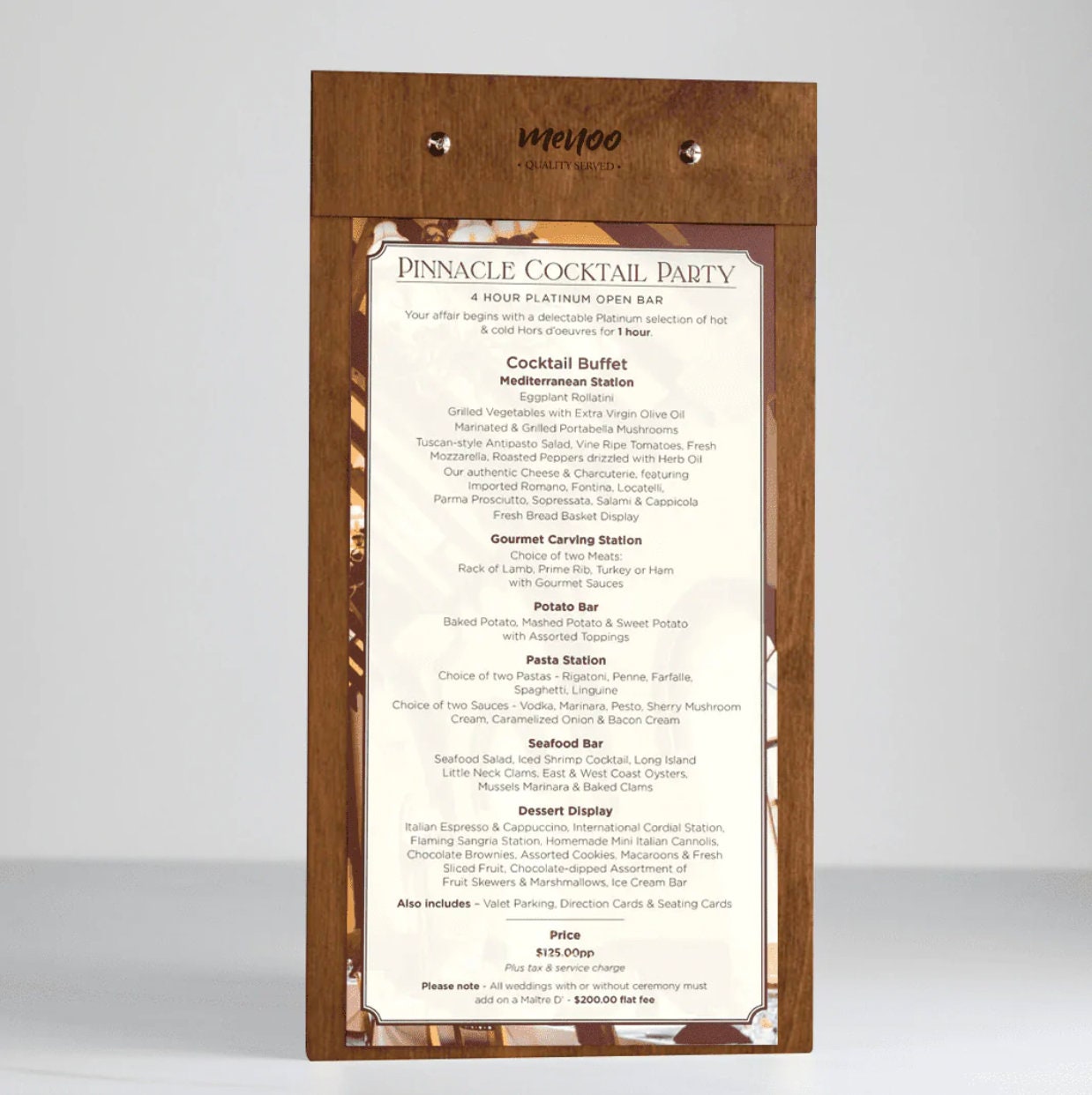 portamenu 15X30CM Portamenu 10-50-100 pz in legno naturale, mogano, ebano personalizzati con incisione laser logo ristorante economico