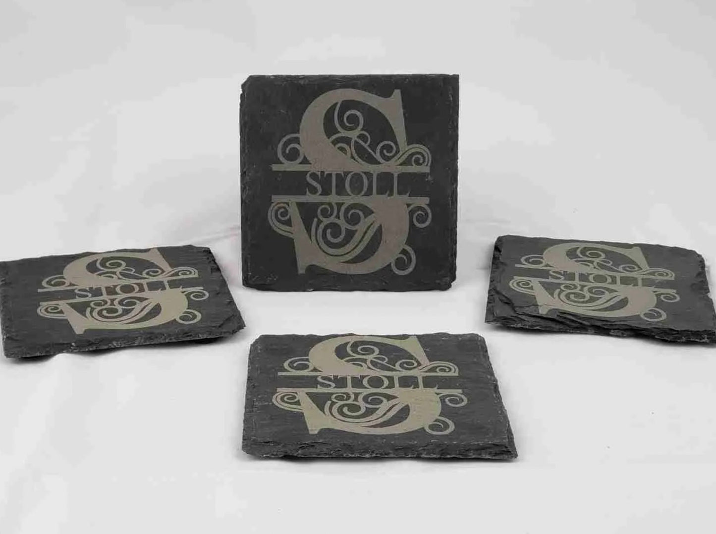 sottobicchieri ardesia personalizzati 4 pezzi 10x10cm a con logo aziendale, personalizzato in legno personalizzato, inciso