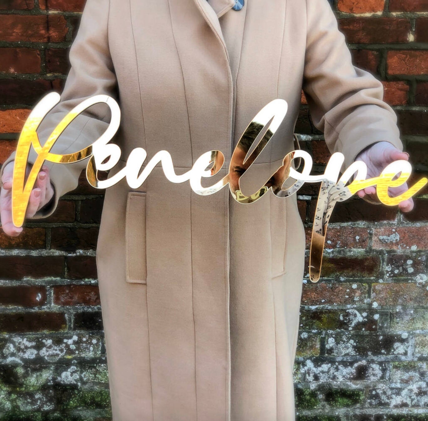 Scritta personalizzata in plexiglas acrilico  bambino bambina o nome  in plexiglass specchiato oro o argento / Matrimonio / Nozze /comunione