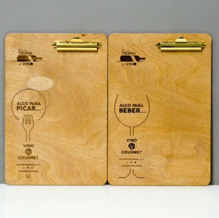 portamenu Portamenu 10-50-100 pz in legno naturale, mogano, ebano personalizzati con incisione laser logo ristorante economico