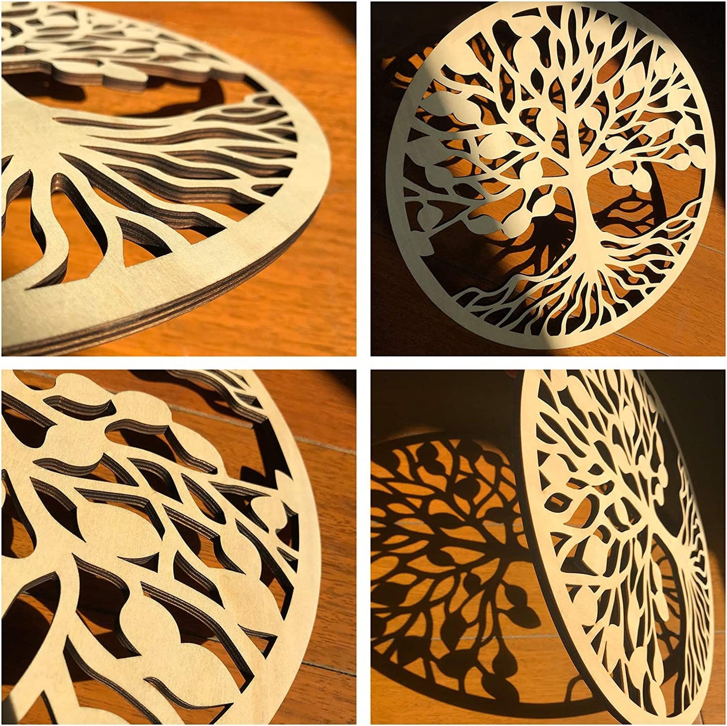 Albero della Vita Parete in Legno Arte Geometria Sacra Decorazioni per La Casa, Scultura da Parete in Legno Tagliata al Laser 31X31