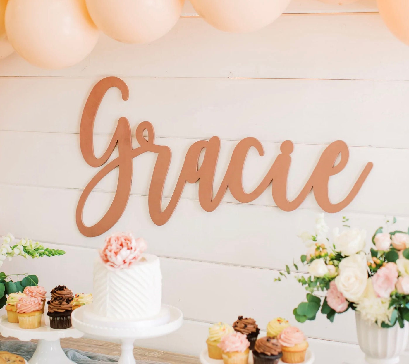 Scritta o nome in legno verniciato personalizzato con colore a scelta Battesimo Matrimonio Nozze / Comunione idea regalo per bambini sposi