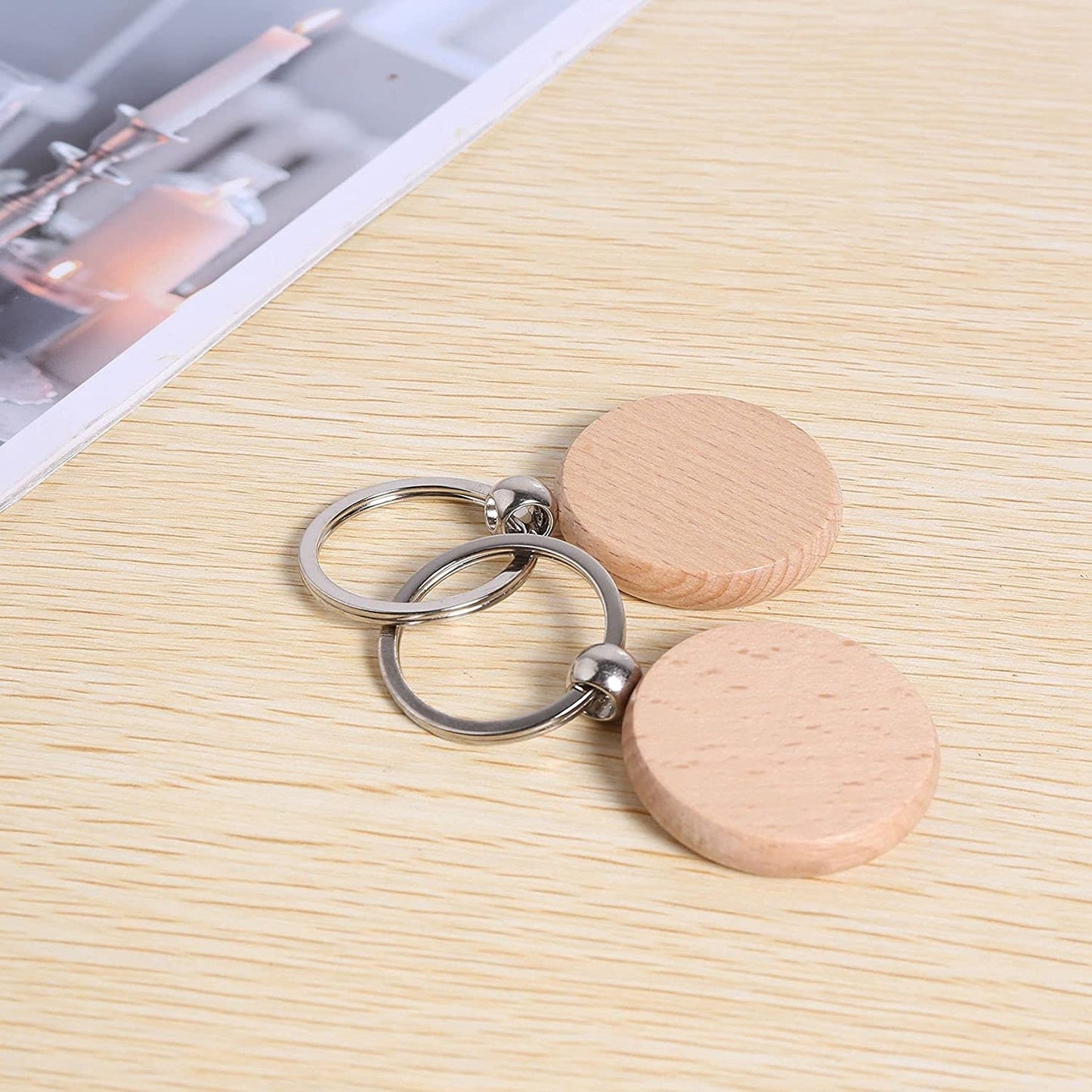 portachiavi personalizzato rotondo con logo aziendale, portachiavi personalizzato in legno personalizzato, portachiavi inciso 1-500pz