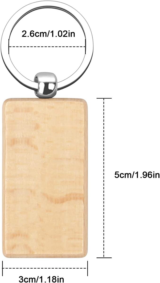 portachiavi personalizzato rettangolare con logo aziendale, portachiavi personalizzato in legno personalizzato, portachiavi inciso 50-100pz