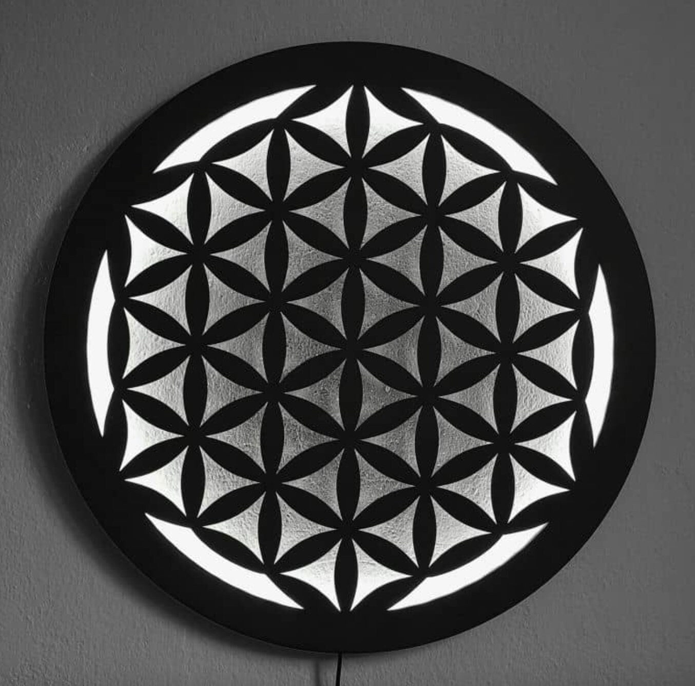 Fiore della vita luminoso , decorazione da parete legno, fiore della vita, geometria sacra spiritualità esoterico Decorazione luminosa a LED