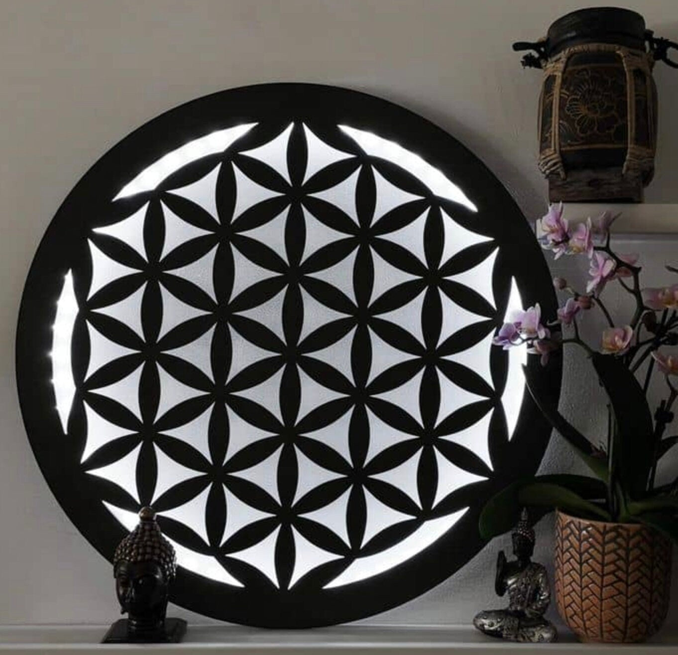 Fiore della vita luminoso , decorazione da parete legno, fiore della vita, geometria sacra spiritualità esoterico Decorazione luminosa a LED