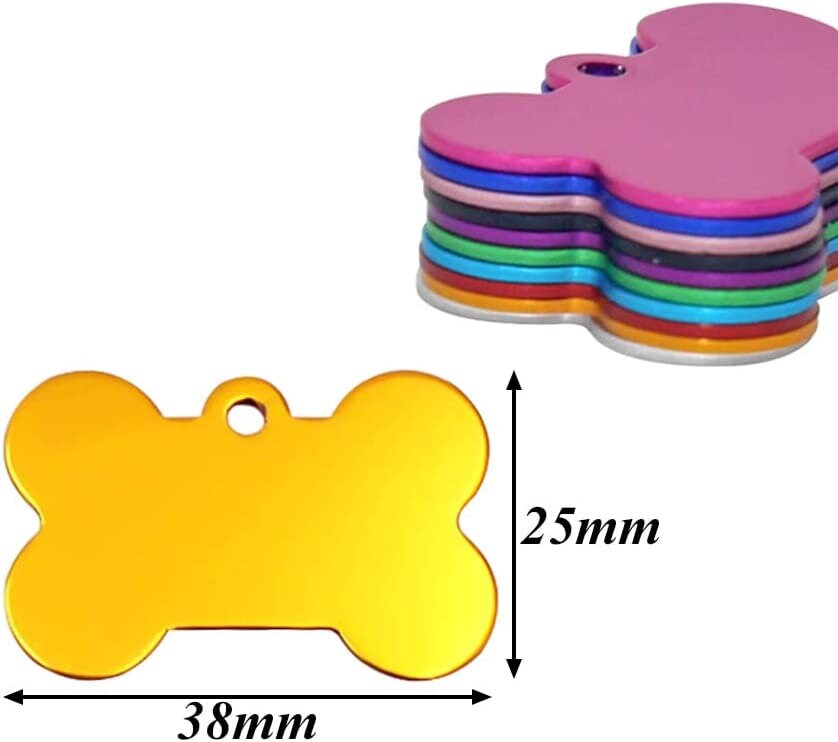 Targhetta CaneiTarghetta Cani Medaglietta Medagliette Incidere Targhetta in Alluminio con Forma di Osso Vuota Targhette per Cani e Animali