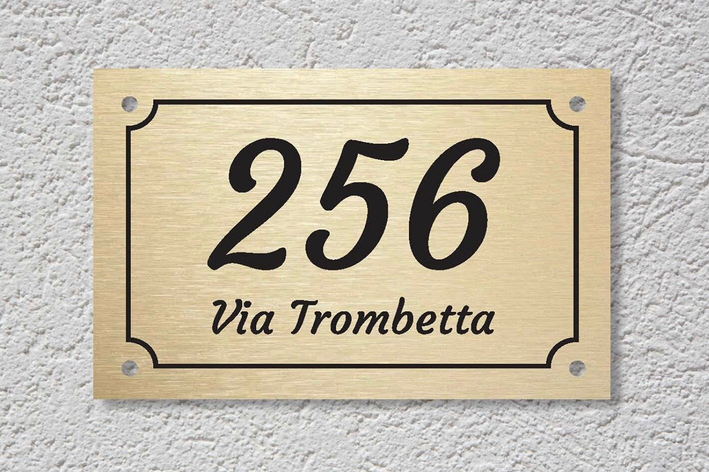 Targa per esterno con numero civico personalizzato in laminato plastico in varie misure - spessore 2 mm (Incisione Nero)