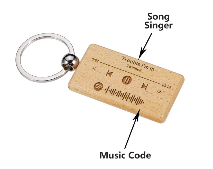 portachiavi in legno spotify personalizzato rotondo con logo aziendale, portachiavi personalizzato in legno personalizzato, portachiavi