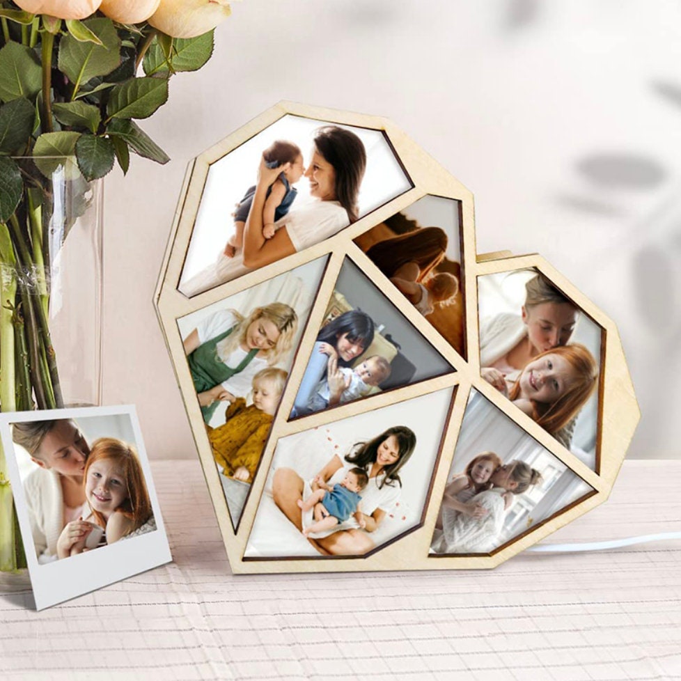 lampada cuore personalizzata con fotografia taglio laser regalo per fidanzati san valentino lampada ti amo lampada san valentino